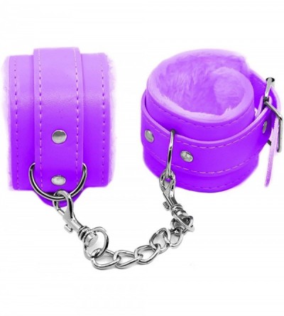 Restraints Adjustable Leather Handcuff Strong and Durable Super Soft Fur Hand Cuffs Multifunctional Bangle - Purple - CQ18QA3...