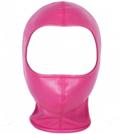 Blindfolds Leather Costume Head Mask Hood - Black Sealed Soft Leather Full Face Mask Nose Holes Breathable Lacing Harness Uni...