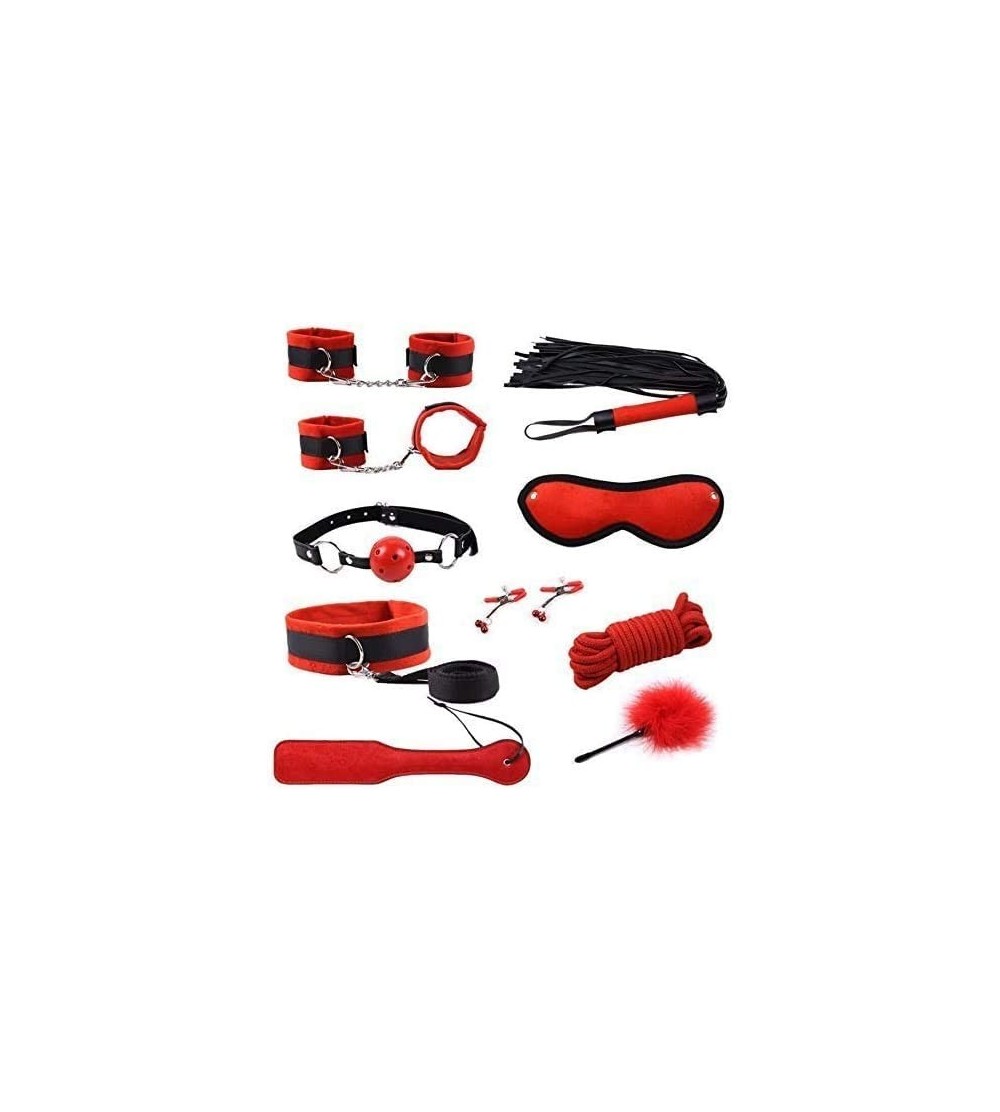 Restraints Bondageromance Kit for Couples Soft Red 12 Piece Bed Restraints for Sex Play Includes Fuzzy Hand Cuff - CS12IRUSSM...