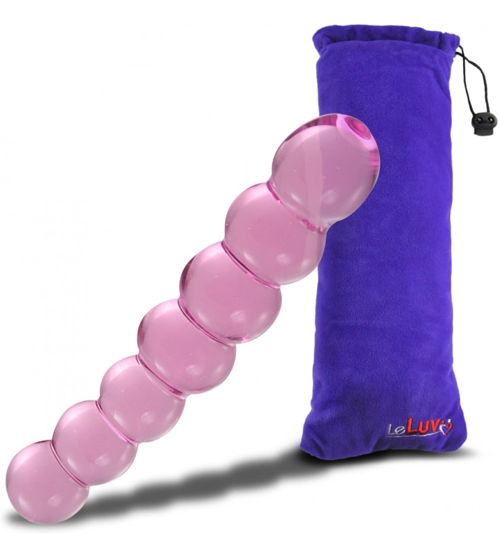 Anal Sex Toys Dildo Glass 6.5 inch Bent Bubble Wand Pink Bundle with Premium Padded Pouch - Pink - CJ11EXGTPQ9 $17.40