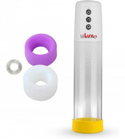 Pumps & Enlargers White iPump 3-Speed Electric Penis Pump AAA Battery Powered Bundle with Donut Cock Ring- 3 Pack Premium Sle...