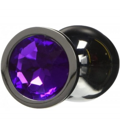 Anal Sex Toys Medium Size Anal Plug- Stainless Steel with Purple Jewel - Purple - CP11RGJQWV1 $8.29