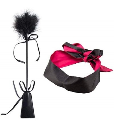 Paddles, Whips & Ticklers Long Satin Eye Mask Sport Leather Whip Feather Tickler - CV18YZZO3LN $25.27