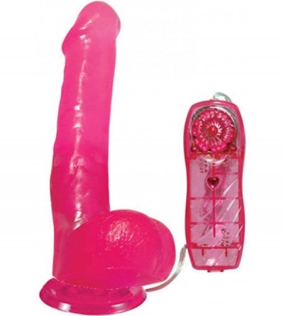 Dildos Vibrating Slim Jelly Dong with Suction Cup 7.5 Inch Romantic Pink - CD119FPYT2D $27.65