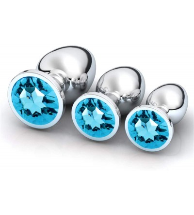 Anal Sex Toys 3Pcs Anal Plug Stainless Steel Booty Beads Jewelled Anal Butt Plug Sex Toys Products for Men Couples (Lightblue...