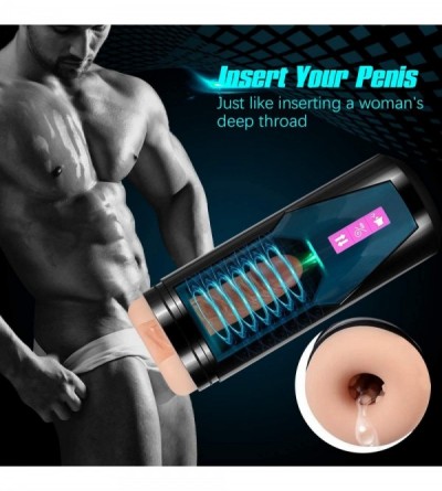 Male Masturbators Male Masturbator Cup- Electric Men Masturbation with 10 Powerful Thrusting Modes- 4D Realistic Vagina Pocke...