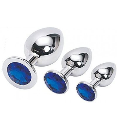 Anal Sex Toys 3 Piece Jewelry Stainless Steel Anal Plug- Deep Blue- 8 Ounce - CR11T3CWY0H $20.83