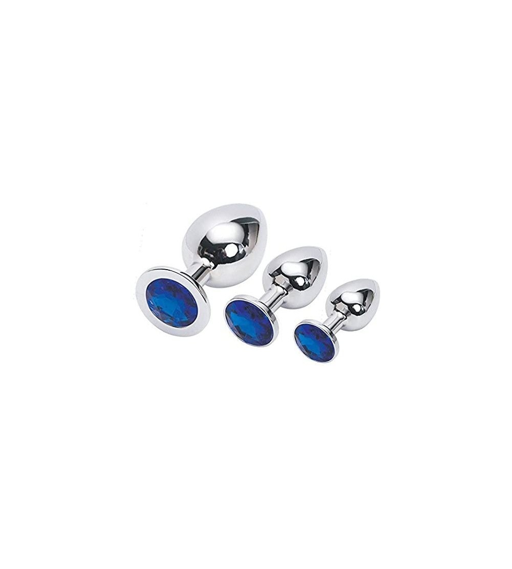 Anal Sex Toys 3 Piece Jewelry Stainless Steel Anal Plug- Deep Blue- 8 Ounce - CR11T3CWY0H $7.42