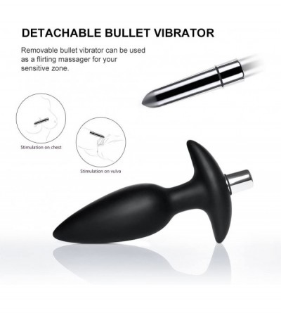 Vibrators Butt Plug Training Set Rechargeable Anal Plug Vibrator Anal Sex Toys for Men and Women- 3 Plugs- 1 Bullet - Black -...