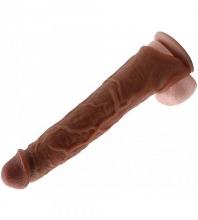 Pumps & Enlargers 9.5 in. Coffee Silicone penile Condom Lifelike Fantasy Sex Male Chastity Toys Lengthen Cock Sleeves Dick Re...