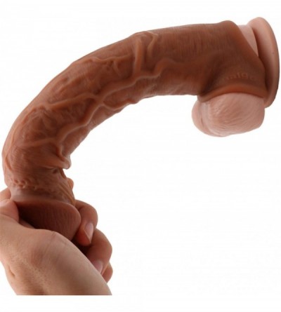 Pumps & Enlargers 9.5 in. Coffee Silicone penile Condom Lifelike Fantasy Sex Male Chastity Toys Lengthen Cock Sleeves Dick Re...