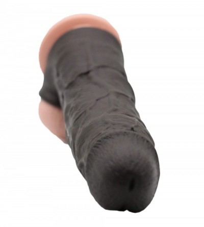 Pumps & Enlargers Lovely and Lifelike Male Black 10.7 in. Silicone penile Condom Fantasy Sex Chastity Toys Lengthen Cock Slee...