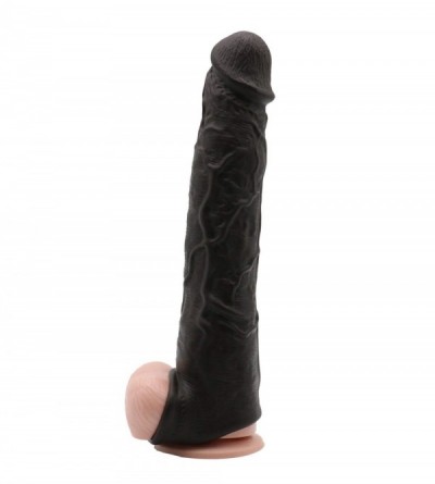 Pumps & Enlargers Lovely and Lifelike Male Black 10.7 in. Silicone penile Condom Fantasy Sex Chastity Toys Lengthen Cock Slee...