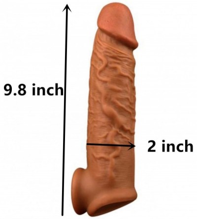 Pumps & Enlargers 2020 Extra Large 9.8 Inch Brown Silicone Pên?ís Sleeve for Men Large Extension Cóndom Thick and Big Extra L...