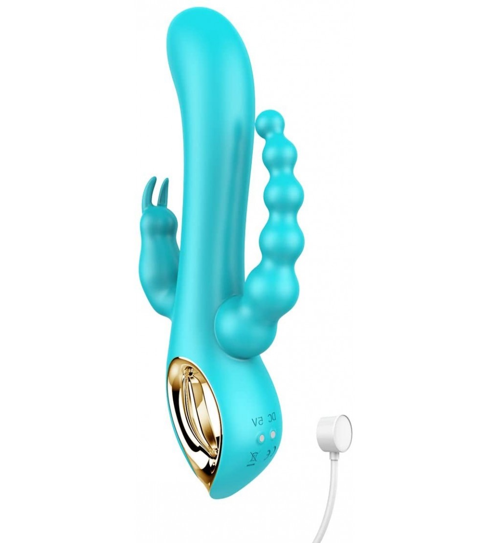Vibrators G Spot Rabbit Vibrator Triple Adult Sex Toys Clitoris Anal Stimulation Sex Product for Women - Blue - CN19328ON2R $...