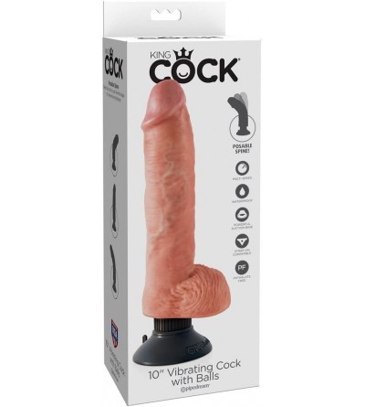 Dildos King Cock 10 Inch Vibrating Cock with Balls- Flesh - Flesh - CL12LL0KXAF $20.15