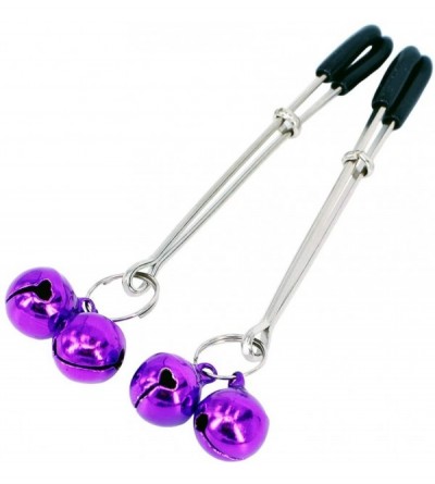 Nipple Toys Nipple Clamps- Adjustable Style with Purple Bell for Couples - CR18XOM7NIT $22.73
