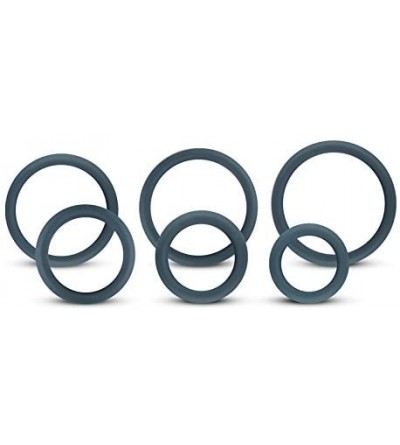 Penis Rings 6-Piece Wide Cock Ring Set- ø 1.1-2.2 inch- 100% Silicone Penis Rings for Increased Stamina- Dark Grey - 6 piece ...