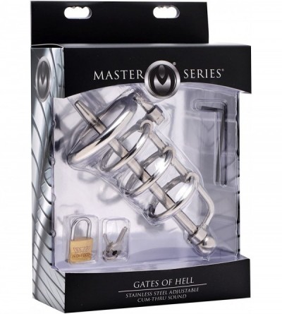Chastity Devices Gates of Hell Stainless Steel Adjustable Cum Through Sound Cage - C8124I4B1C1 $27.45