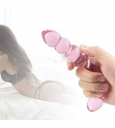 Dildos Glass Pleasure Wand- Bent Graduate Crystal Dildo Double Ended Anal Beads Butt Plug for G-spot Stimulation Romi - CN18A...