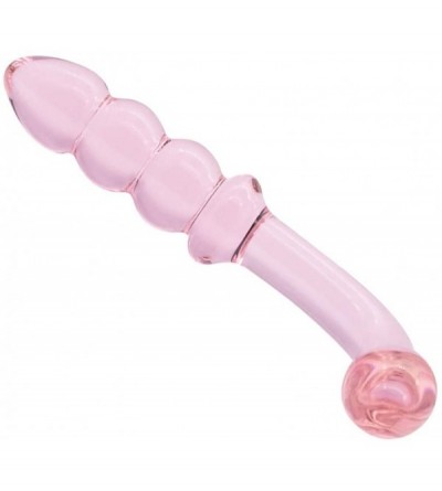 Dildos Glass Pleasure Wand- Bent Graduate Crystal Dildo Double Ended Anal Beads Butt Plug for G-spot Stimulation Romi - CN18A...