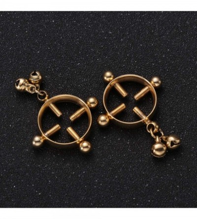 Nipple Toys 2PCS Stainless Steel Nipple Clamps Non-Piercing Nipple Clip Flirting Toy for Lover (Golden) - Golden - C719I30A6U...