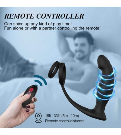 Anal Sex Toys Male Prostate Massager Anal Vibrator with Penis Ring Powerful Motor Remote Control Vibrating Anal Sex Toy- 9 St...