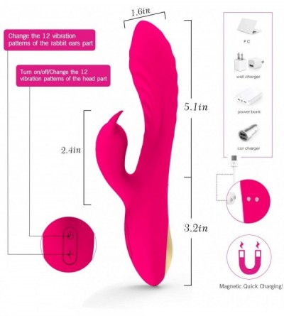 Vibrators Rabbit Vibrator G Spot Vibrating Dildo Clitoral Massager Double Stimulation Wand Sex Toys for Women Couple Lesbian ...