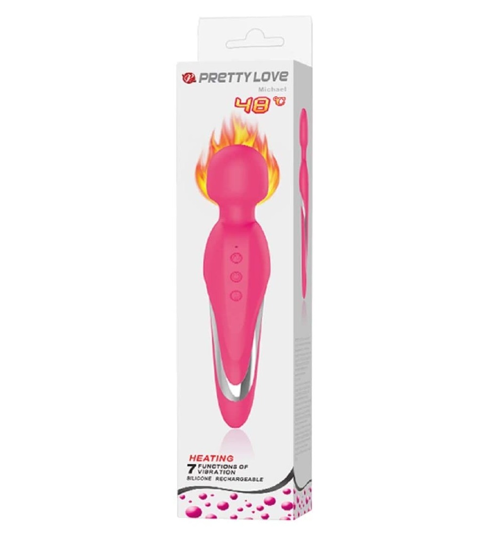 Vibrators Pretty Love Michael Heating Body Wand - 7 Functions of Vibration - Heatable up to 48 C / 118.4 F Sex Toy- Pink - CY...