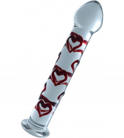 Dildos Glass Pleasure Wand with Mushroom Tip- Red Sweetheart - Transparent - C01120MW6GT $10.18