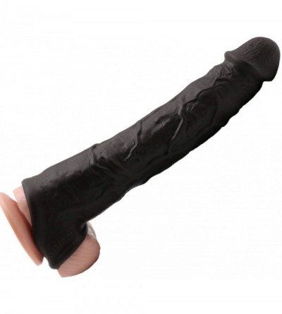 Pumps & Enlargers New-Silicone Pên?ís Sleeve for Men Large Extension Cóndom Thick and Big Extra Large 12 inch Black Sexy - C3...