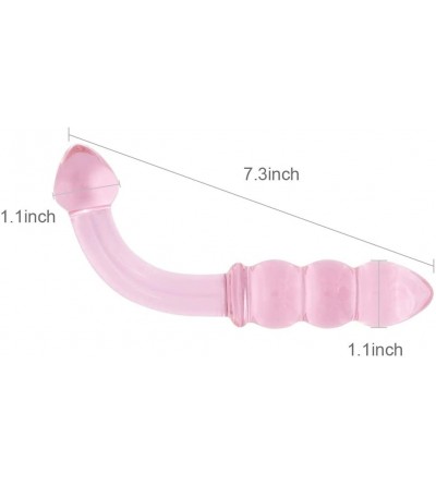 Anal Sex Toys Anal Beads- Glass Bent Pleasure Wand Double-Ended Butt Plug G-spot Stimulation Dildo for Men Women (Pink) - Pin...