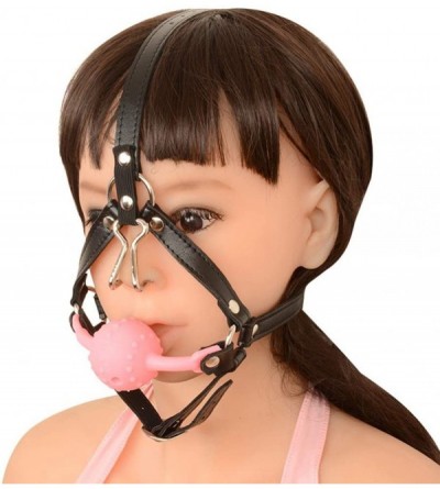 Gags & Muzzles Open Mouth Gag with Nose Hook - SM Leather Fetish Fantasy Extrem Spider Gag - Head Harness Restraint - BDSM Fl...