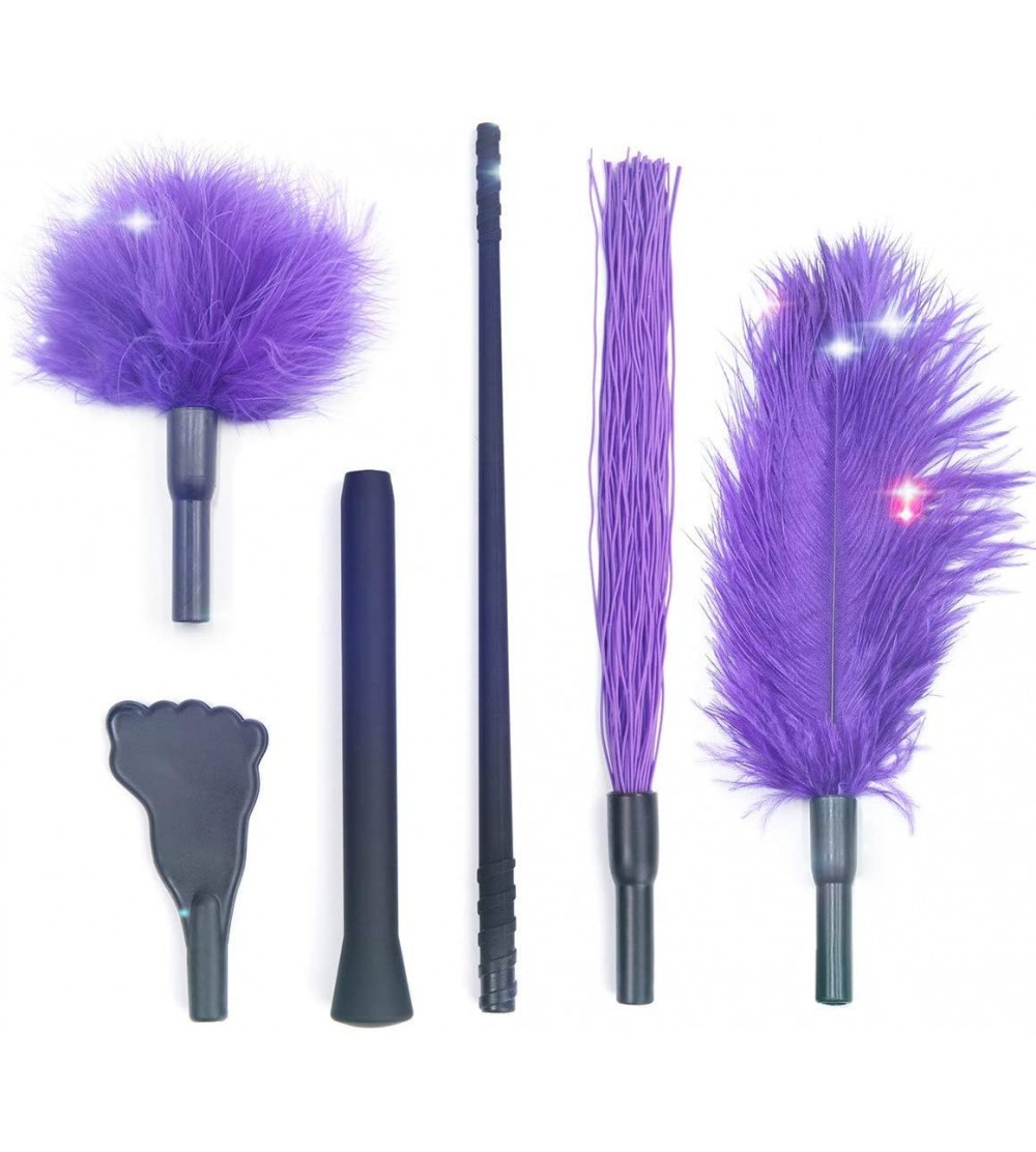 Paddles, Whips & Ticklers Ostrich Feather Foot Paddle Tickling Massage Set with Silicone Handle- Horse Riding Crop Whip Toys ...