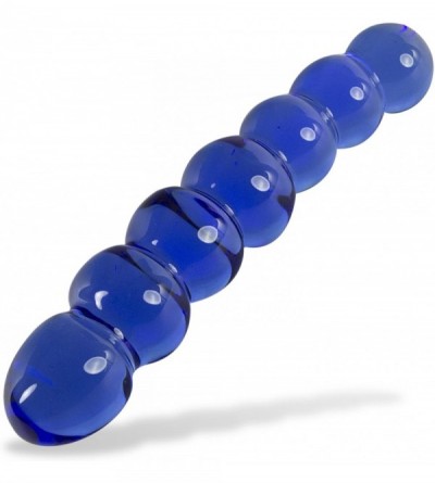 Anal Sex Toys Dildo Glass 6.5 inch Bent Bubble Wand Blue Bundle with Premium Padded Pouch - Blue - C511EXGTQOZ $10.56