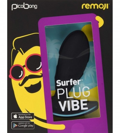 Anal Sex Toys Remoji Surfer Premium-Grade Silicone Vibrating Butt Plug with Mobile App Control- Black - Black - CM12JXBDULJ $...