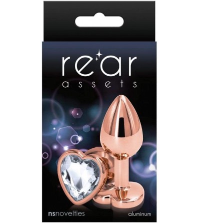 Anal Sex Toys Rear Assets Anal Butt Plug - Rose Gold- Small - Heart-Shaped (Clear Jewel) - Clear Jewel - CN19920IRDQ $9.54