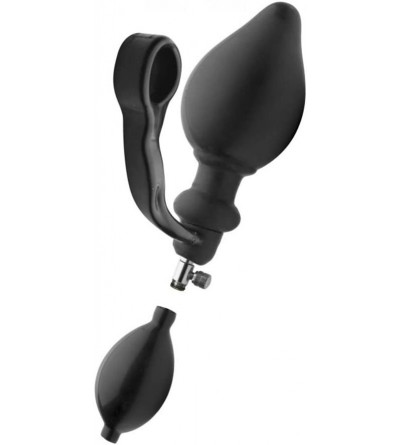 Anal Sex Toys Exxpander Inflatable Plug with Cock Ring and Removable Pump- Pink (ae273) - CW11V1IIDMJ $36.00