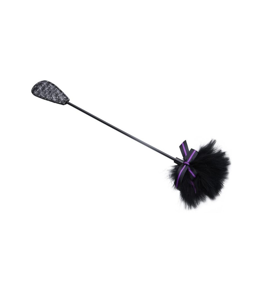 Paddles, Whips & Ticklers Sexy Leather SM Whip Paddle Feather Tickler Spanking Toy P1031(Star pattern and Black/purple feathe...