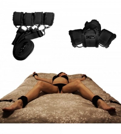 Restraints Bed Restraints for Sex with Adjustable Straps for Bondage and BDSM (Furry) - Black - C5121NKFOF3 $11.20