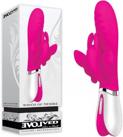 Vibrators Wings Of Desire Pink Silicone Rechargeable Vibrator with Free Bottle of Adult Toy Cleaner - CJ18CZHXTOY $66.74
