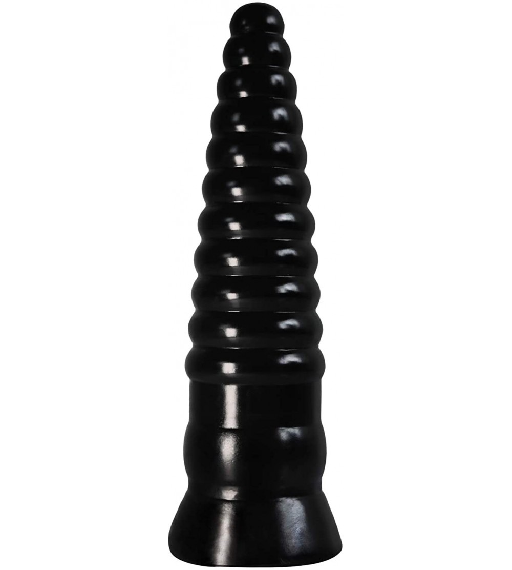 Dildos Silicone Anal Plug Dildo with Powerful Suction Cup for Hands-Free Play- Flexible Penis for Vaginal Butt (Black) - Blac...