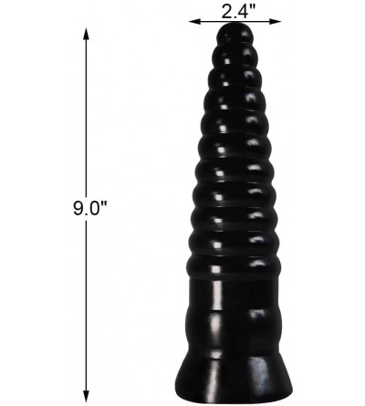 Dildos Silicone Anal Plug Dildo with Powerful Suction Cup for Hands-Free Play- Flexible Penis for Vaginal Butt (Black) - Blac...