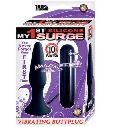 Anal Sex Toys Remote Multi Function My First Surge Vibrating Butt Plug - Black - CJ11BI7B2MV $61.17
