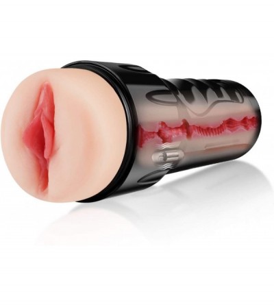 Male Masturbators Squeezable Male Masturbator Sex Toy with Realistic MasturbationSleeve- Vibrating Pocket Pussy Masturbator o...