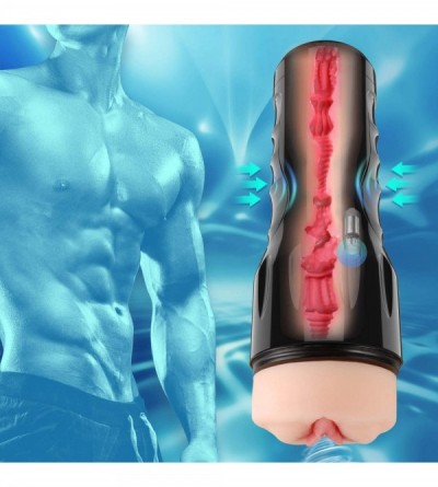 Male Masturbators Squeezable Male Masturbator Sex Toy with Realistic MasturbationSleeve- Vibrating Pocket Pussy Masturbator o...