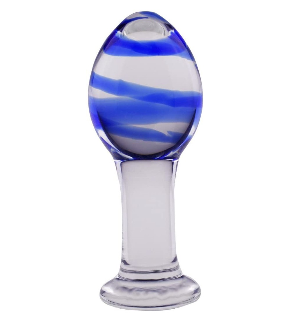 Anal Sex Toys 4.53'' 11.5 cm SM Fetish Blue Glass Crystal Ball Anal Plug G-spot Stimulator Butt Pleasure Wand Mushroom Adult ...
