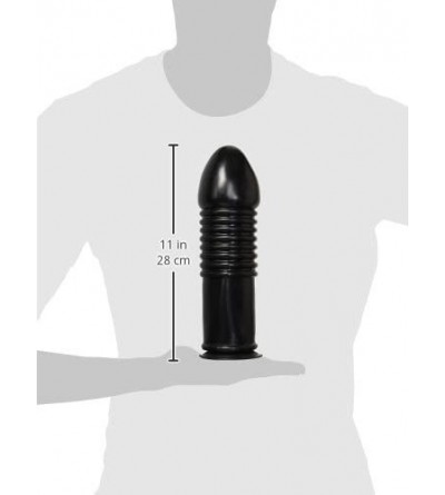 Anal Sex Toys The Enormass Ribbed Plug with Suction Base- Black (AE812) - CT12GW2DVFR $32.26