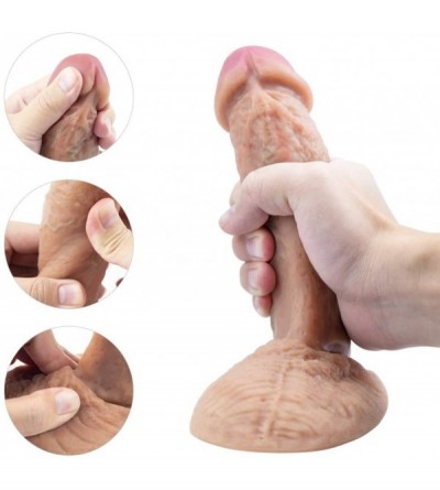 Dildos Realistic Dildo- Liquid Silicone Dual Density Penis Cock with Ultra Huge Suction Cup Lifelike Veins Glans - C618684RI8...