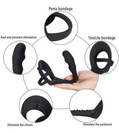 Anal Sex Toys Cock Ring with Anal Plug- Prostate Massager and Silicone Penis Ring Stimulator Anal Training Butt Plug Adult Se...